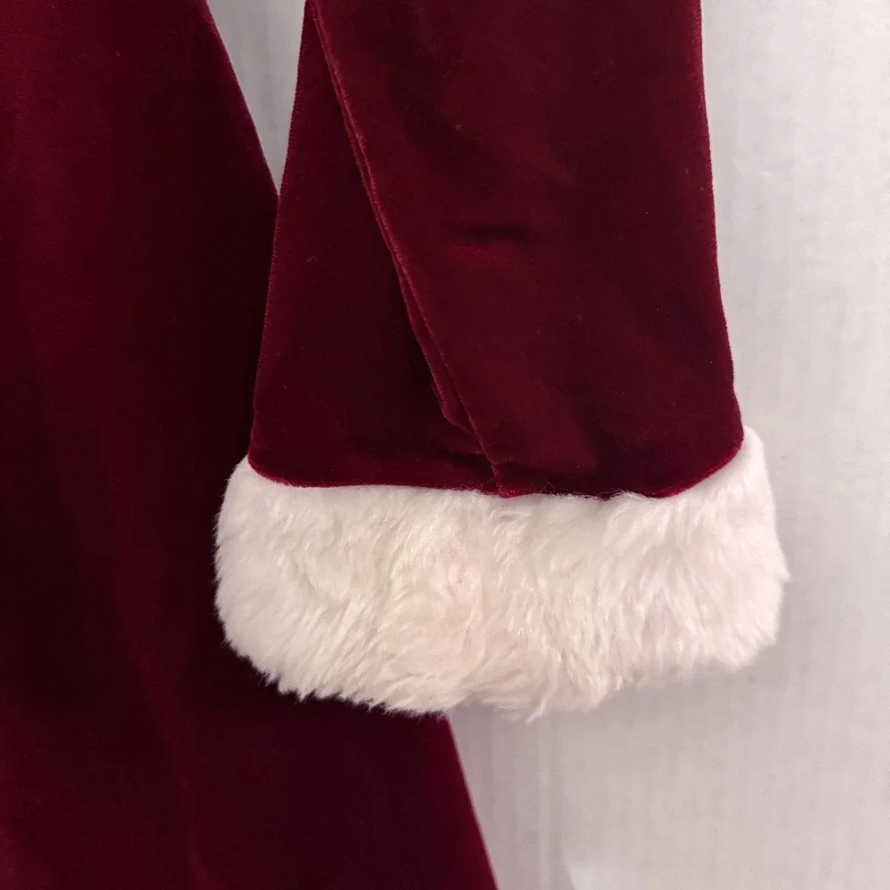 Velvet Christmas Dress Girls Size 8‎ Dark Red Burgundy Faux Fur Trim Santa Party